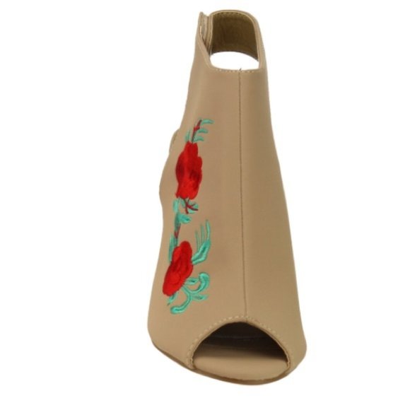 BNIB Rose Decor Embellished Wedge Peep Toe - Picture 7 of 8